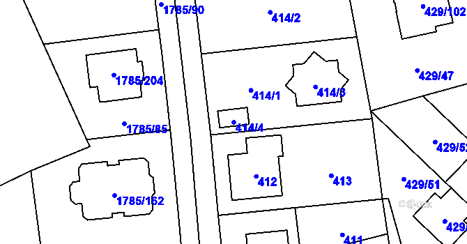 Parcela st. 414/4 v KÚ Slivenec, Katastrální mapa
