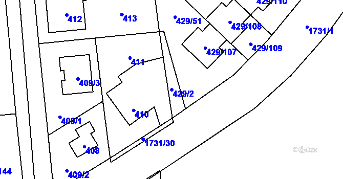 Parcela st. 429/2 v KÚ Slivenec, Katastrální mapa
