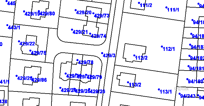 Parcela st. 429/3 v KÚ Slivenec, Katastrální mapa