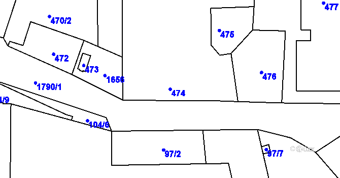 Parcela st. 474 v KÚ Slivenec, Katastrální mapa