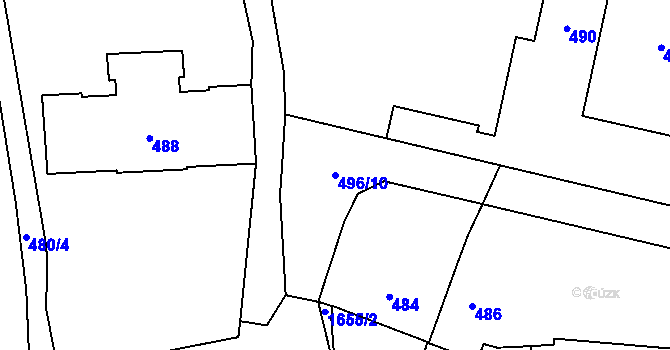 Parcela st. 496/10 v KÚ Slivenec, Katastrální mapa