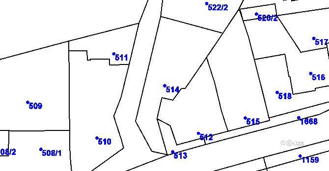 Parcela st. 514 v KÚ Slivenec, Katastrální mapa