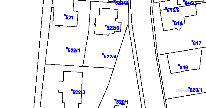 Parcela st. 522/4 v KÚ Slivenec, Katastrální mapa