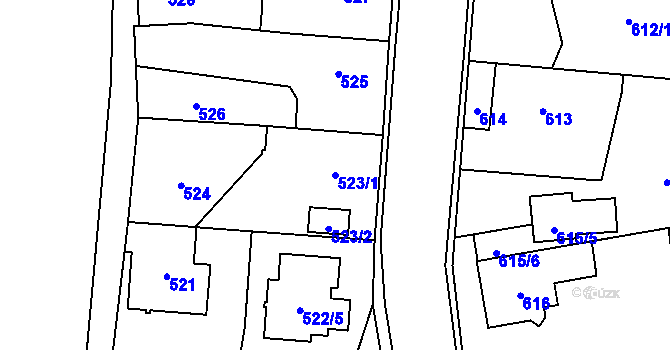 Parcela st. 523/1 v KÚ Slivenec, Katastrální mapa