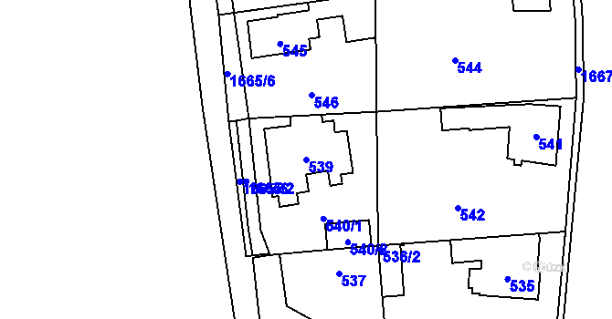Parcela st. 539 v KÚ Slivenec, Katastrální mapa