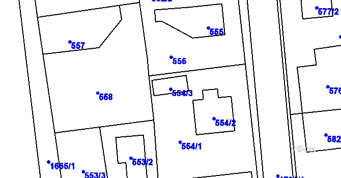 Parcela st. 554/3 v KÚ Slivenec, Katastrální mapa