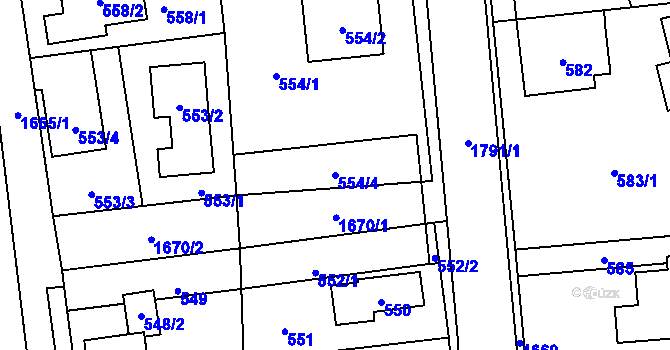 Parcela st. 554/4 v KÚ Slivenec, Katastrální mapa