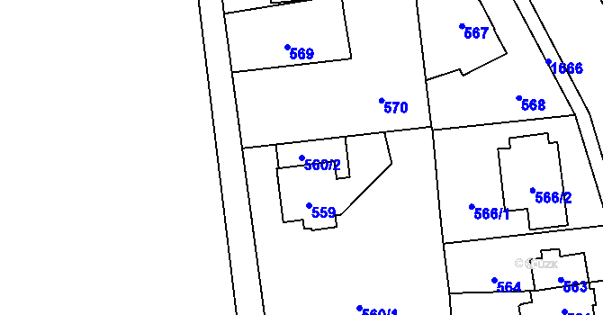 Parcela st. 560/2 v KÚ Slivenec, Katastrální mapa