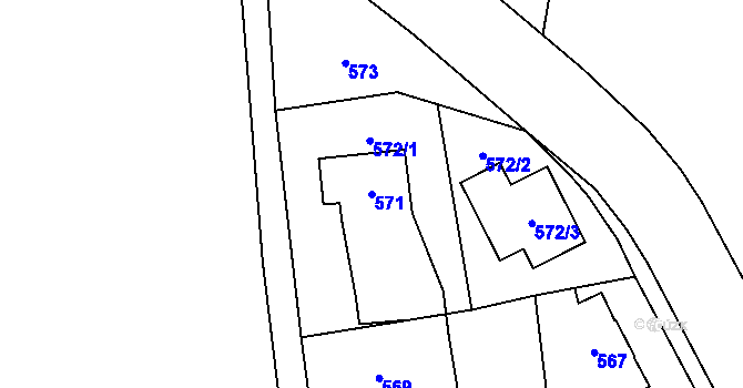 Parcela st. 571 v KÚ Slivenec, Katastrální mapa