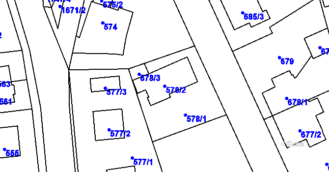 Parcela st. 578/2 v KÚ Slivenec, Katastrální mapa