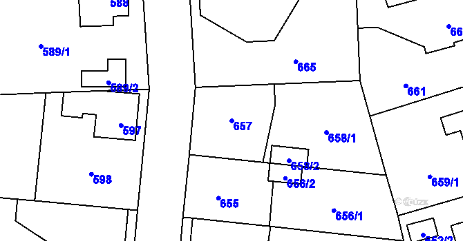 Parcela st. 657 v KÚ Slivenec, Katastrální mapa