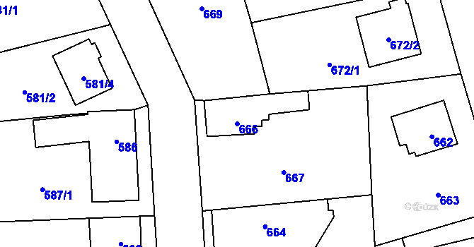 Parcela st. 666 v KÚ Slivenec, Katastrální mapa