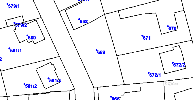 Parcela st. 669 v KÚ Slivenec, Katastrální mapa