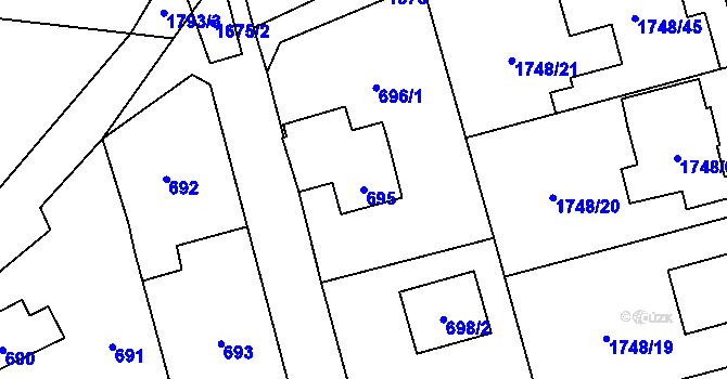 Parcela st. 695 v KÚ Slivenec, Katastrální mapa