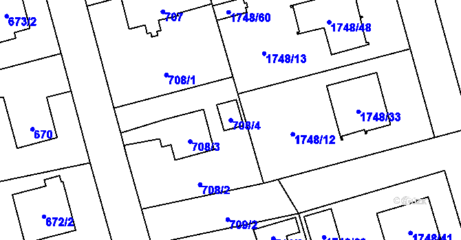 Parcela st. 708/4 v KÚ Slivenec, Katastrální mapa