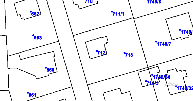 Parcela st. 712 v KÚ Slivenec, Katastrální mapa