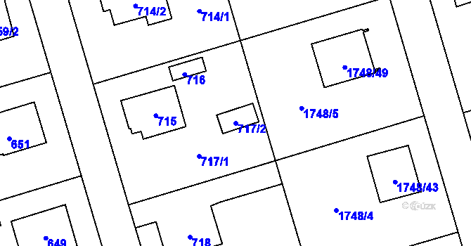 Parcela st. 717/2 v KÚ Slivenec, Katastrální mapa