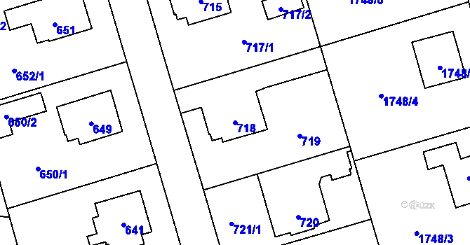 Parcela st. 718 v KÚ Slivenec, Katastrální mapa