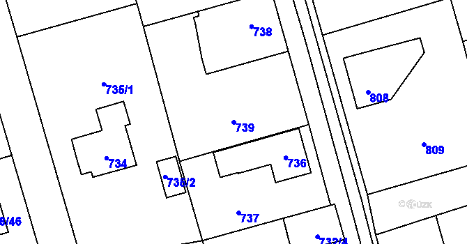 Parcela st. 739 v KÚ Slivenec, Katastrální mapa
