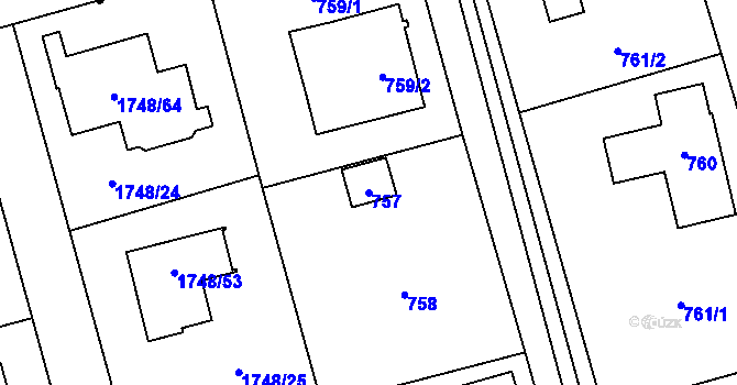Parcela st. 757 v KÚ Slivenec, Katastrální mapa