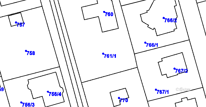 Parcela st. 761/1 v KÚ Slivenec, Katastrální mapa