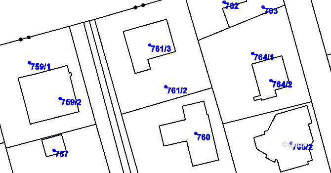 Parcela st. 761/2 v KÚ Slivenec, Katastrální mapa