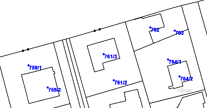 Parcela st. 761/3 v KÚ Slivenec, Katastrální mapa