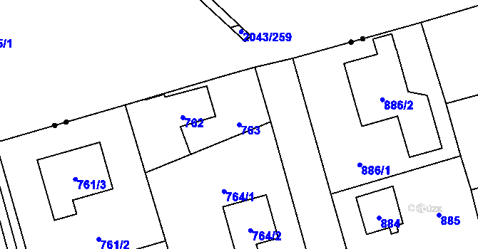 Parcela st. 763 v KÚ Slivenec, Katastrální mapa