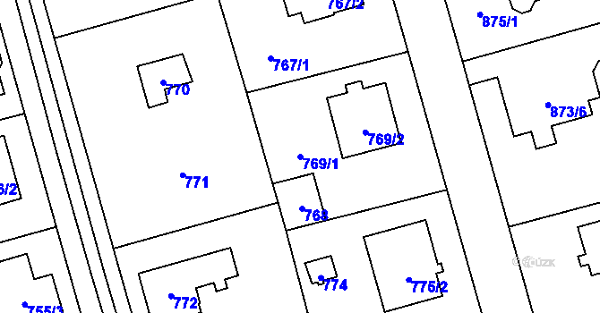 Parcela st. 769/1 v KÚ Slivenec, Katastrální mapa