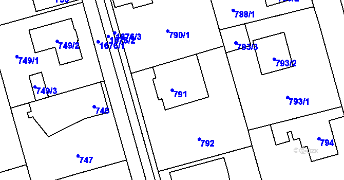 Parcela st. 791 v KÚ Slivenec, Katastrální mapa
