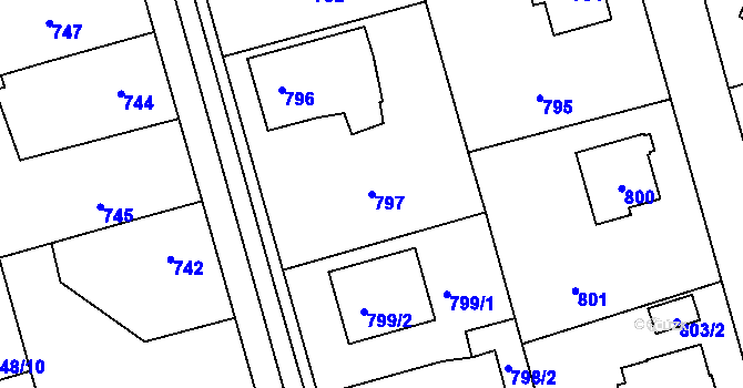 Parcela st. 797 v KÚ Slivenec, Katastrální mapa