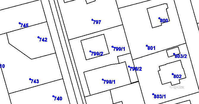 Parcela st. 799 v KÚ Slivenec, Katastrální mapa