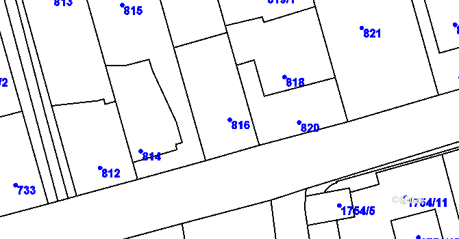 Parcela st. 816 v KÚ Slivenec, Katastrální mapa