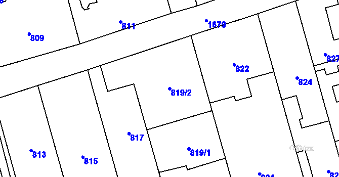 Parcela st. 819/2 v KÚ Slivenec, Katastrální mapa