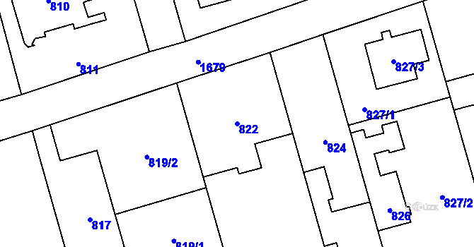 Parcela st. 822 v KÚ Slivenec, Katastrální mapa