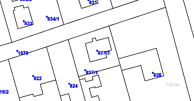 Parcela st. 827/3 v KÚ Slivenec, Katastrální mapa