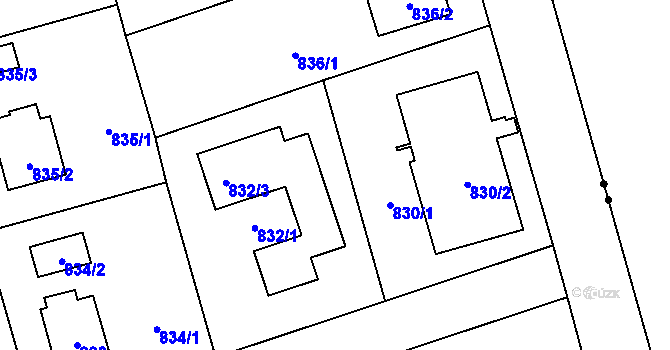 Parcela st. 832/2 v KÚ Slivenec, Katastrální mapa