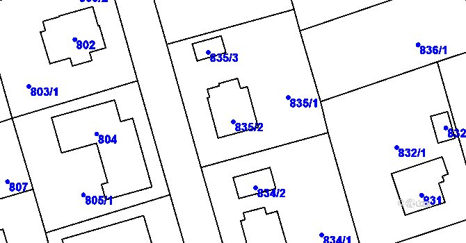 Parcela st. 835/2 v KÚ Slivenec, Katastrální mapa
