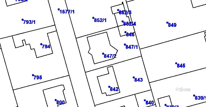 Parcela st. 847/2 v KÚ Slivenec, Katastrální mapa