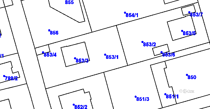 Parcela st. 853/1 v KÚ Slivenec, Katastrální mapa