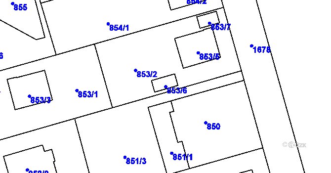 Parcela st. 853/6 v KÚ Slivenec, Katastrální mapa