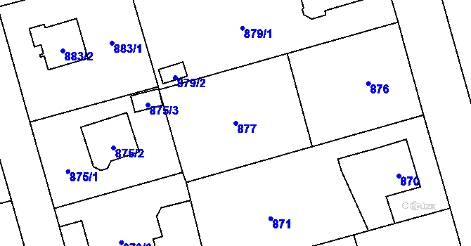 Parcela st. 877 v KÚ Slivenec, Katastrální mapa