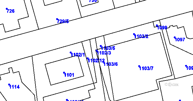 Parcela st. 1102/3 v KÚ Slivenec, Katastrální mapa