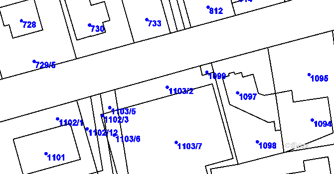 Parcela st. 1103/2 v KÚ Slivenec, Katastrální mapa