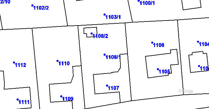 Parcela st. 1108/1 v KÚ Slivenec, Katastrální mapa