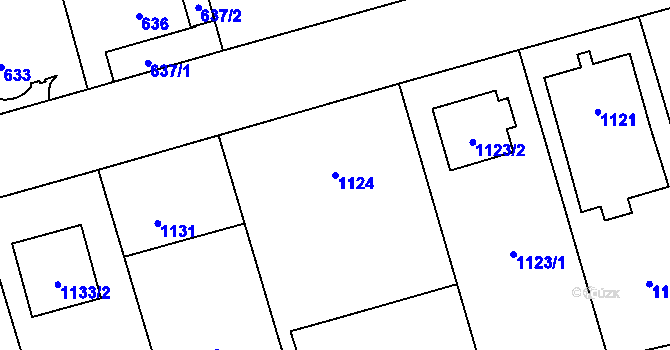 Parcela st. 1124 v KÚ Slivenec, Katastrální mapa
