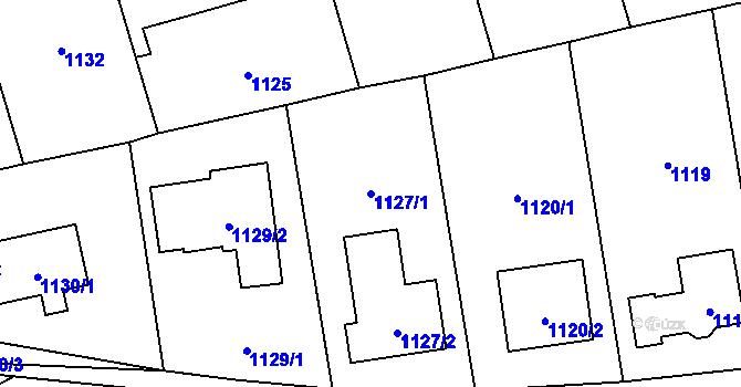 Parcela st. 1127/1 v KÚ Slivenec, Katastrální mapa