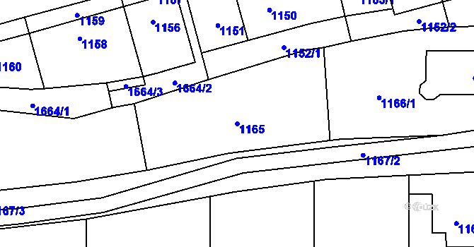 Parcela st. 1165 v KÚ Slivenec, Katastrální mapa