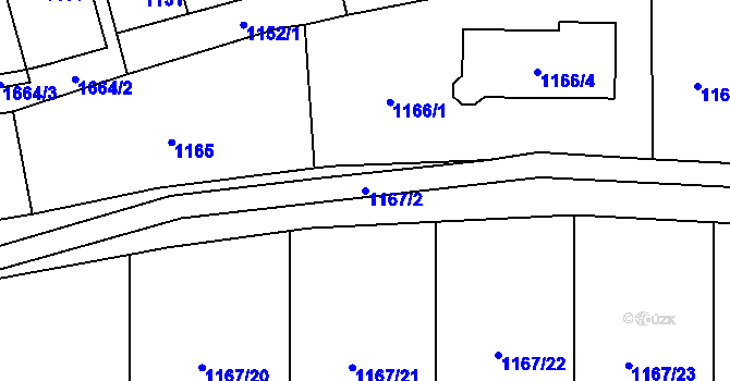 Parcela st. 1167/2 v KÚ Slivenec, Katastrální mapa