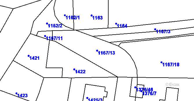 Parcela st. 1167/13 v KÚ Slivenec, Katastrální mapa